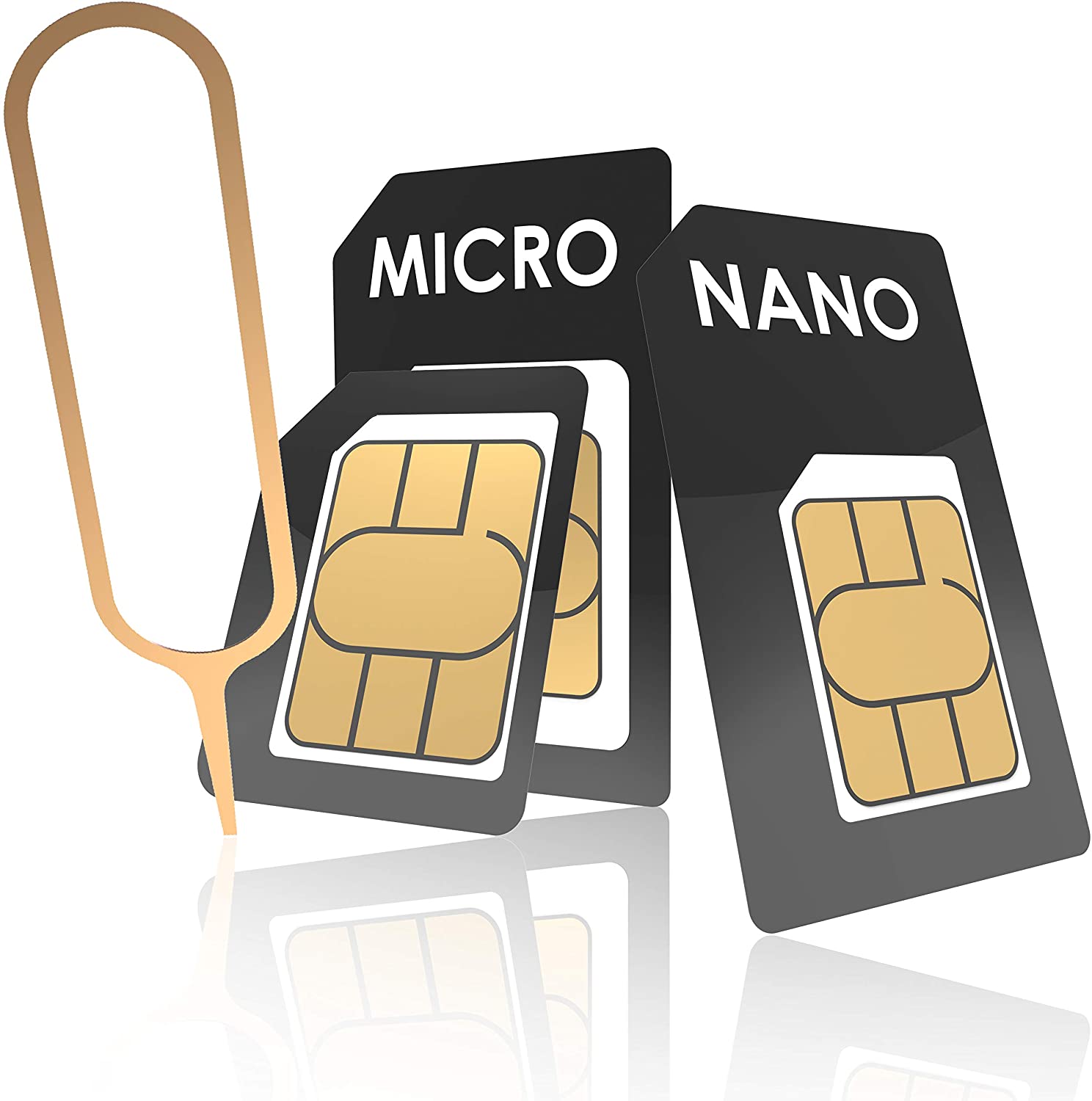 Nano-SIM Adapter Kit: Complete Nano-SIM to Micro-SIM to SIM Adapter Kit – SIM Opener Needle Included – Suitable for All Devices